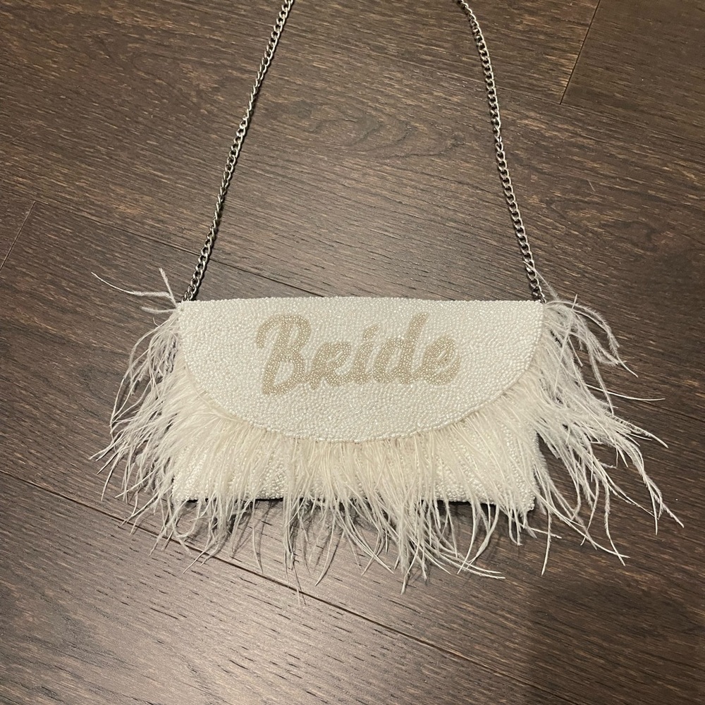 Half Moon Feathered BRIDE Purse by Island to East